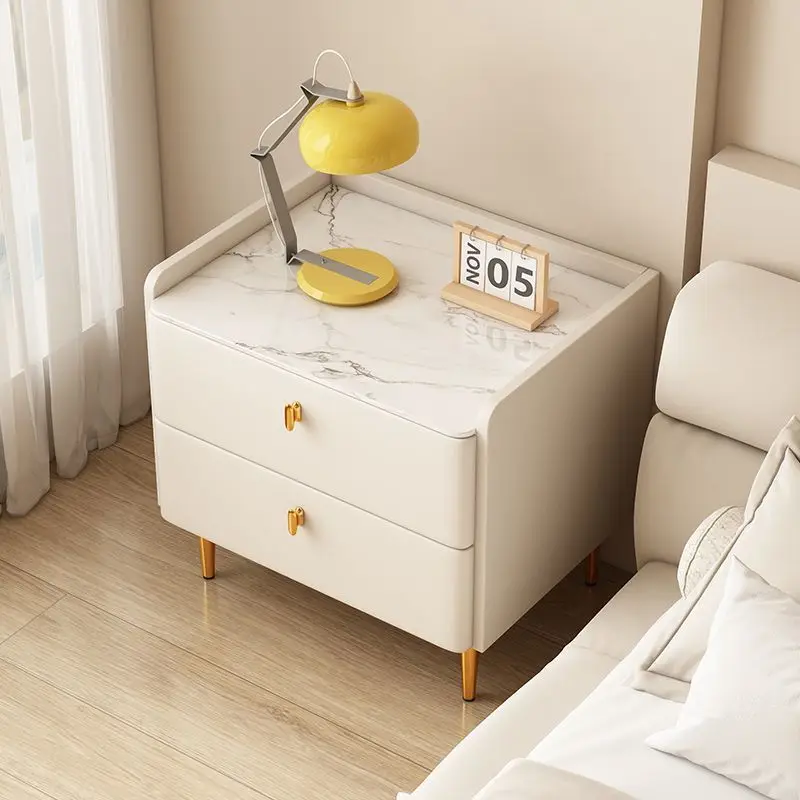 Bedroom bedside cabinet fully equipped with solid wood rock slab locker