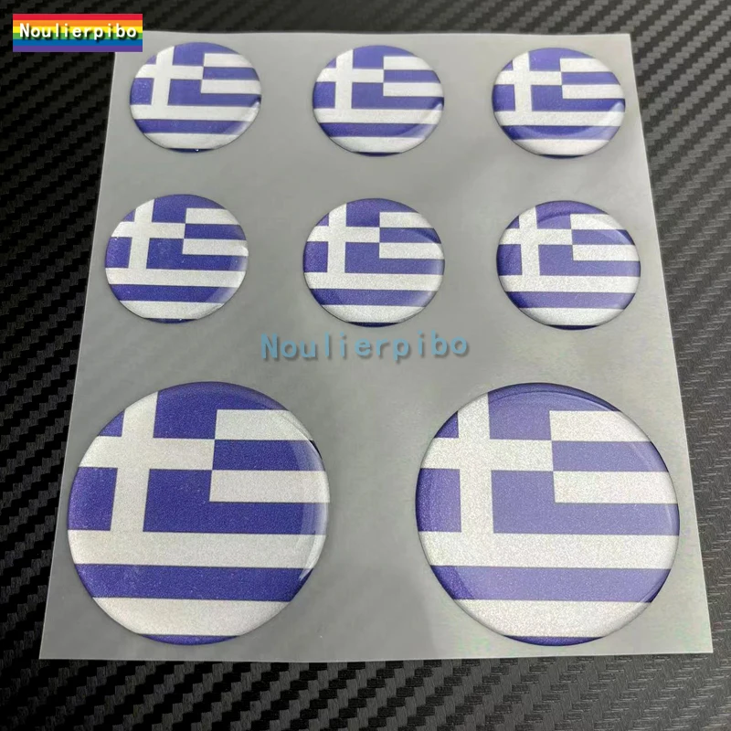 8 Piece Set Greece Logo Sticker Gel Dome Resin Sticker 3D Car Sticker Motorcycle Helmet Car Bumper Window Van Dirt Bike Decal