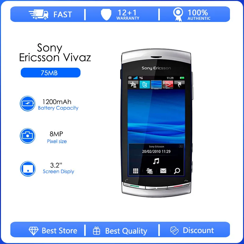 Sony Ericsson Vivaz U5i odnowiony-oryginalny odblokowany telefon komórkowy Kurara U5 telefon 3G WIFI GPS 8MP 3.2 "ekran dotykowy uwalnia statek