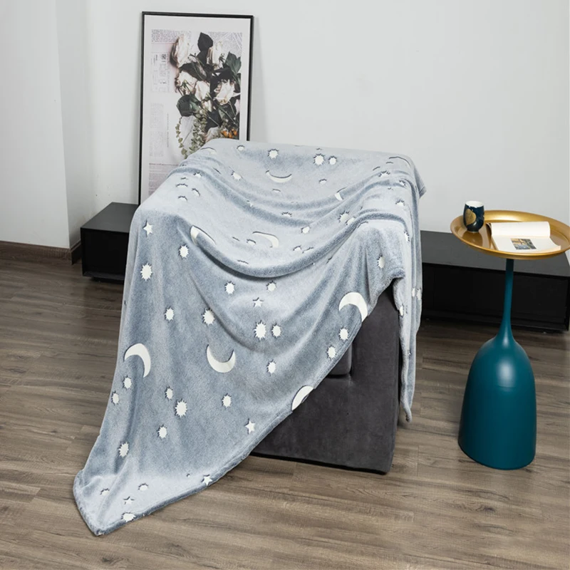 Luminous Warm Flannel Blankets Night Fluorescent Geometric Sheet Sofa Throw Bedspread Children's Siesta Leisure Bed blankets image 3