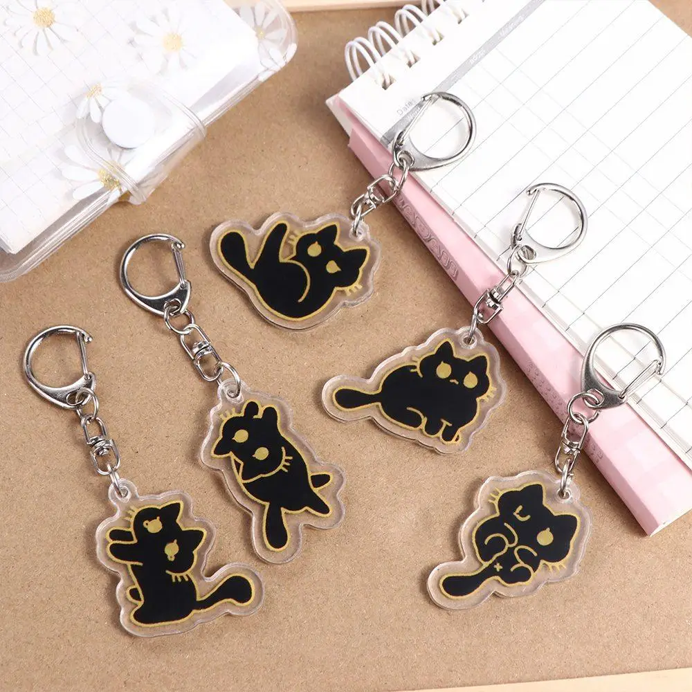 

Acrylic Black Cat Keychain Black Cat Bag Pendant Cute Cat Acrylic Keyring Decoration Cartoon Cute Black Cat Pendant