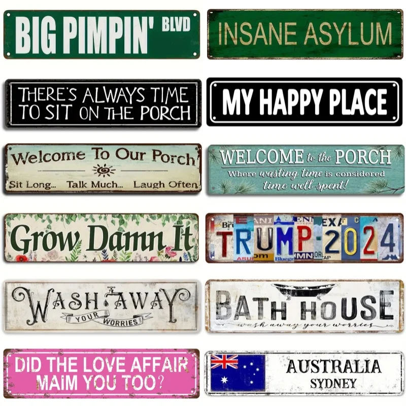 Vintage Trump Metal Aluminum, Tin Street Sign Plaque for Wall Hanging Decor English for Home Porch Farmhouse Garage Outdoor Use