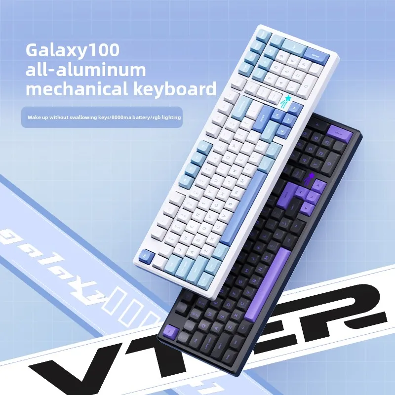 VTER Galaxy100 Mechanical Keyboard Aluminum Alloy Kit 101 Key Hot Plug RGB Ergonomics Wired/Wireless DIY Game Office Keyboard