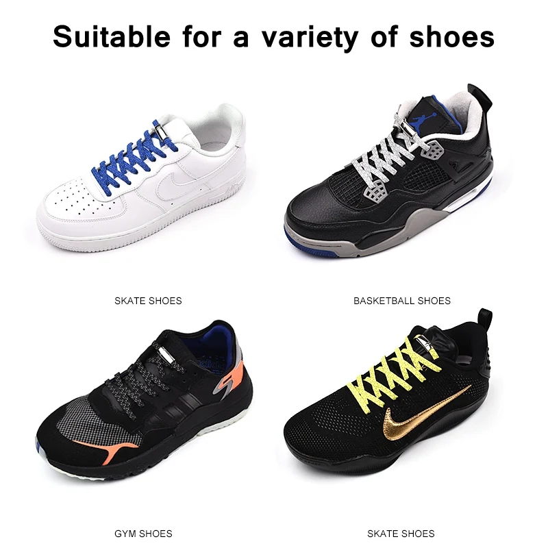 Magnetic Shoelaces Elastic Reflective Metal Locking No Tie Shoe Laces Running At Night Leisure Sneakers Lazy Lace Unisex 1 Pair