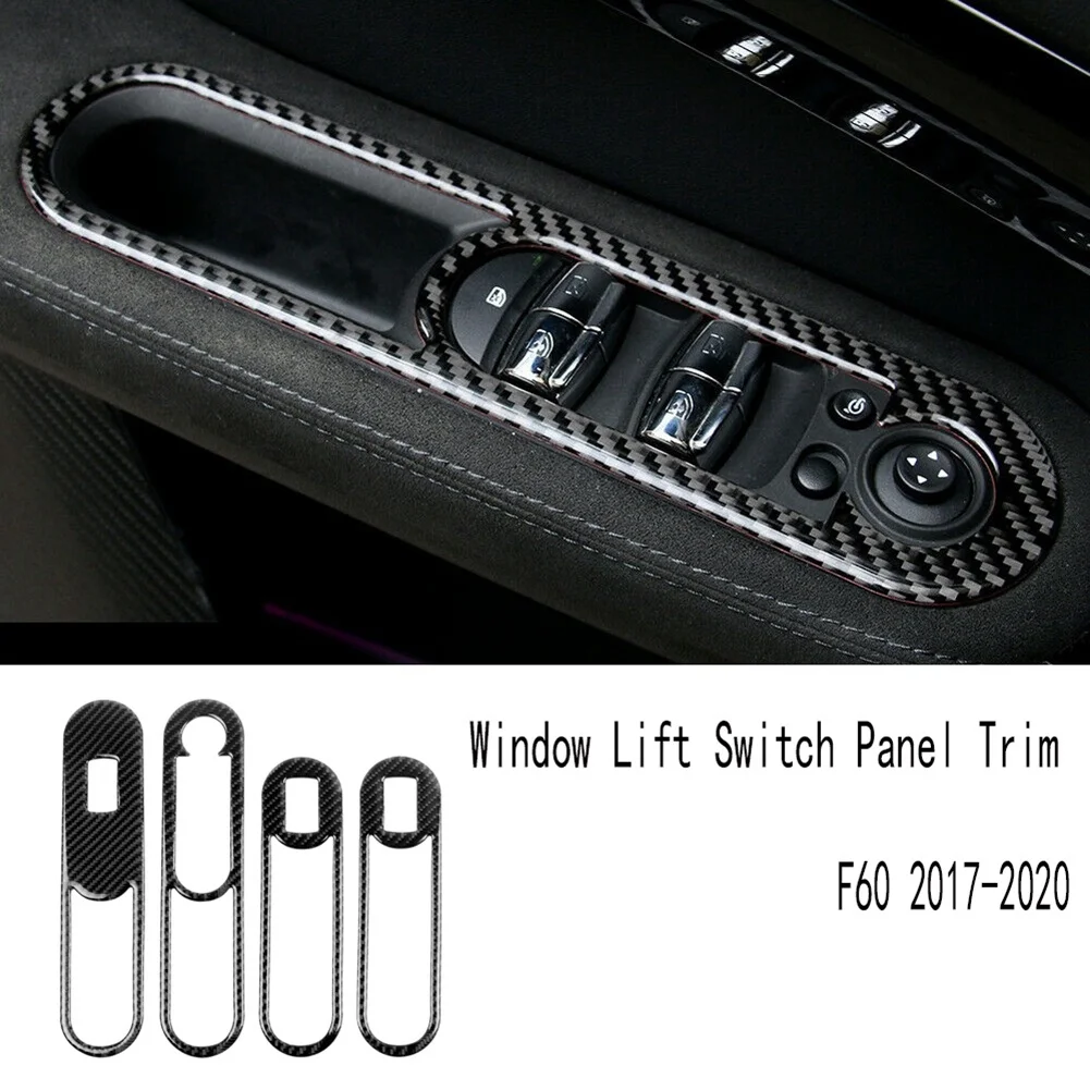 4 Pcs Window Lift Switch Panel Trim Car Interior Accessories Sticker for Mini Countryman F60 2017-2020