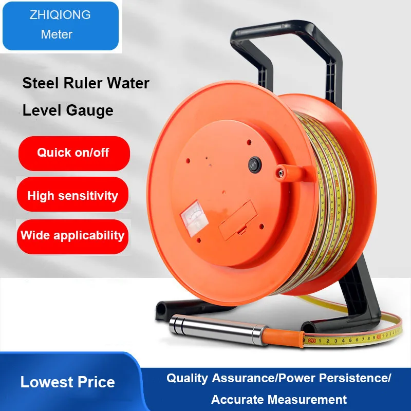 10m 20m 30m Portable Submersible Deep Well Level Gauge Steel Ruler Type Borehole Water Level Dip Meter