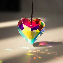 45mm 30mm Hanging Heart Suncatcher Prism Pendant Crafts for Home Office Garden Decoration Rainbow Maker Window Pendant Xmas Gift