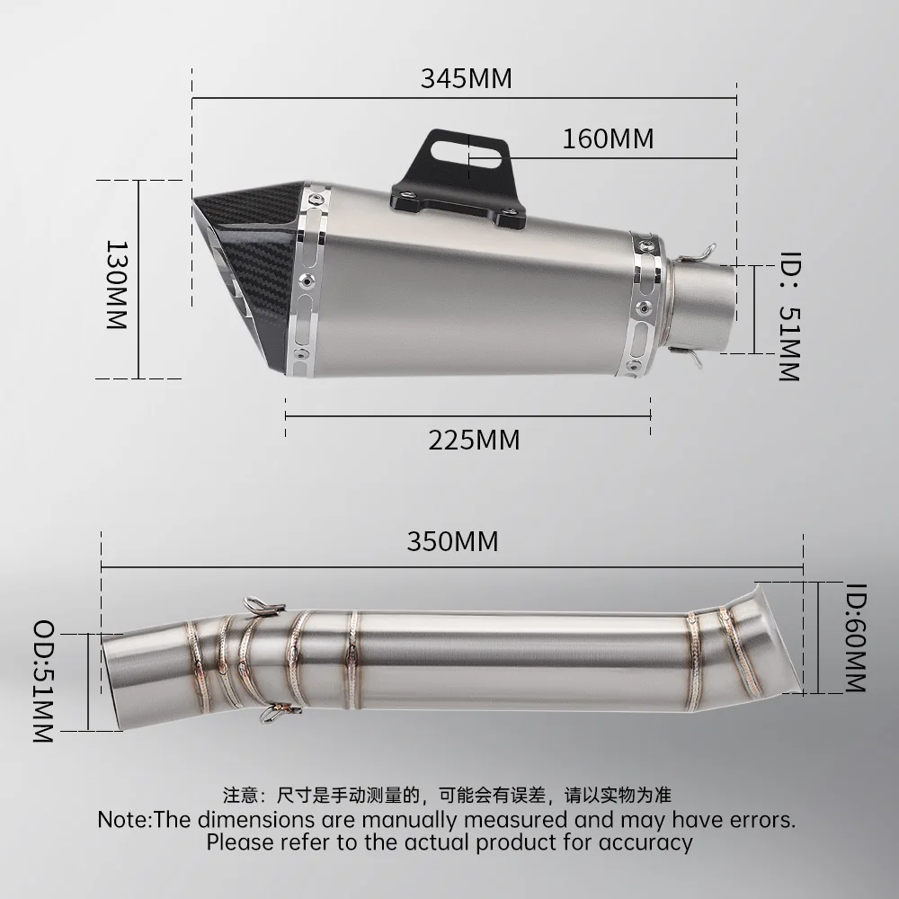 ل 800MT MT-800 منتصف وصلة PipeMid وصلة الأنابيب الانزلاق على 51 مللي متر أنبوب العادم ل كاتم صوت الدراجة النارية 2021-2024
