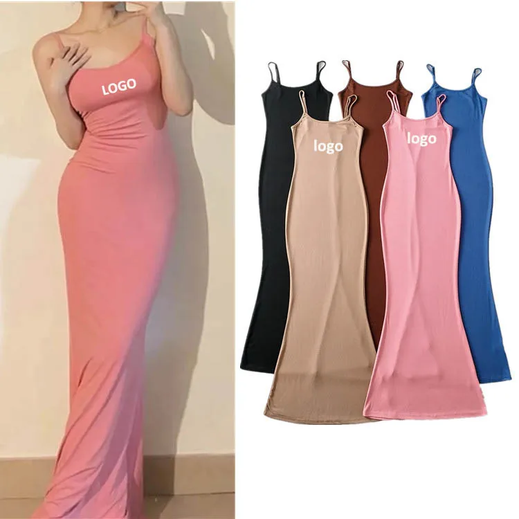 

Custom LOGO Women's Long Pure Lust Fishtail Dress Summer New Design Hip Wrap High Quality Slip Dress Tall stature