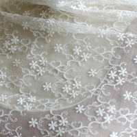 100x130cm Embroidery Fabric White Embroidered Lace Fabric Dress Clothing Fabric Tablecloth Curtain Handmade Cloth DIY