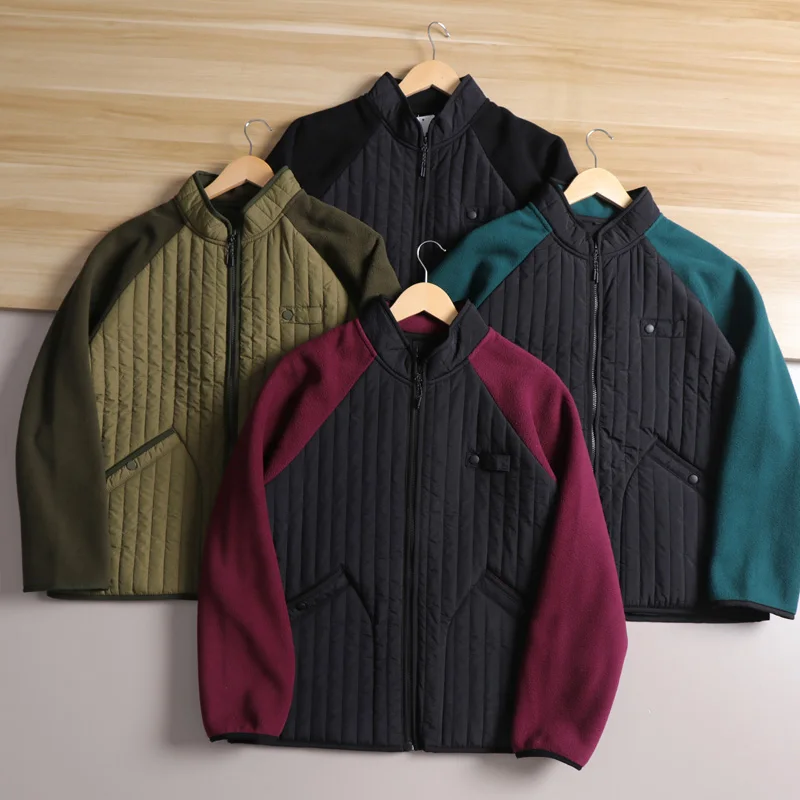 

Новый мужской легкий воротник-стойка из хлопка Jaet в стиле пэчворк oulder Sve Insertion Color Blo Fce Lined Faion Urban S...