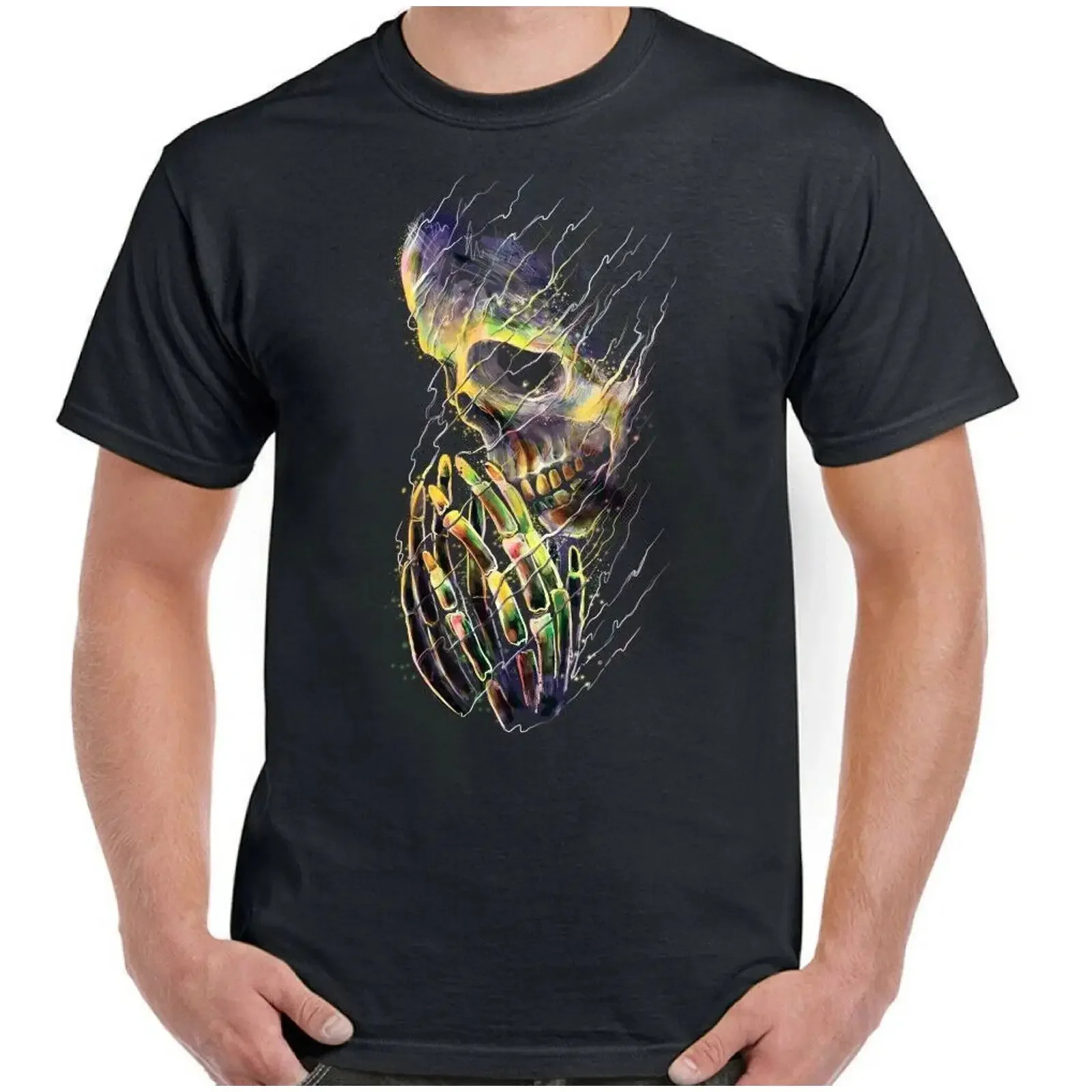 Biker T Shirt Praying Skull Mens Goth Gothic Rock Music Grim Reaper Skeleton vintage Washed Unisex streetwear Stylish Casual