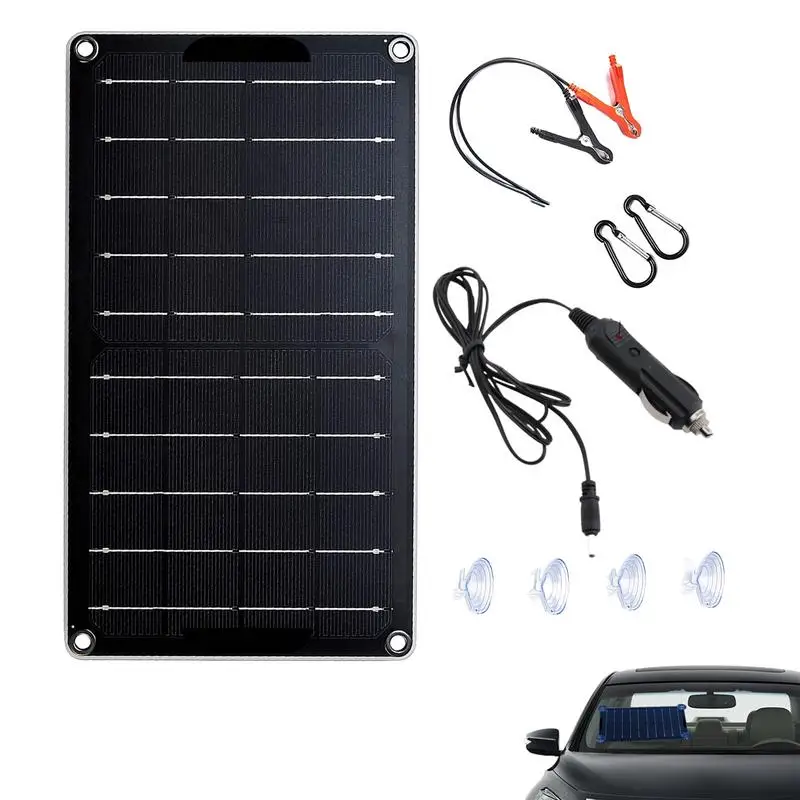 

Solar Car Battery Charger Waterproof Solar Battery Trickle Charger Maintainer Plug And Play 12V High-Efficiency Solar Panel