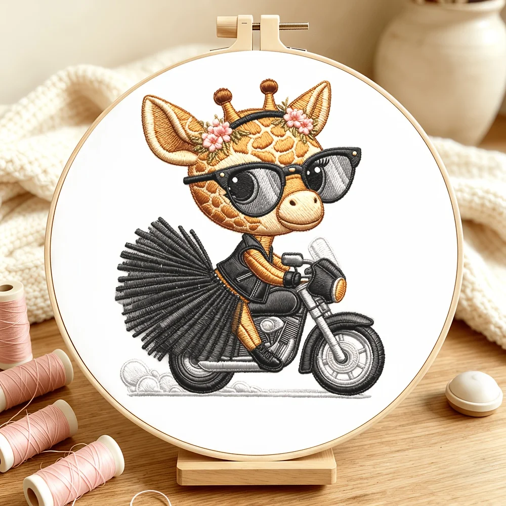 Embroidery Stitch Practice Kit Pre‑Printed Fabric Bamboo Hoop Thread Needles Learning Hand‑Stitching Craft Set
