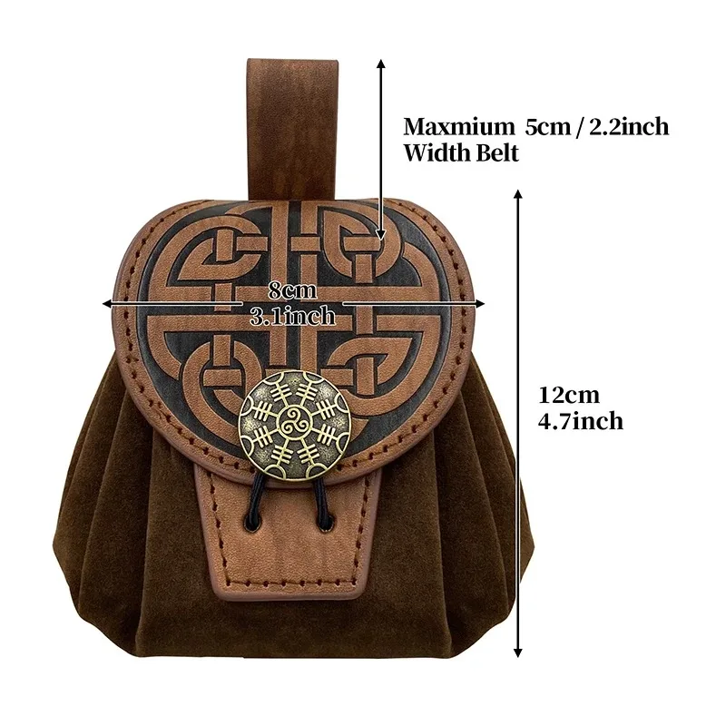 Steampunk القرون الوسطى الشرير نمط فاني حزم للرجال بولي Leather الجلود محفظة نسائية للعملات المعدنية حزام قابل للتعليق الخصر حقيبة الرباط الورك حقيبة بحزام تأثيري