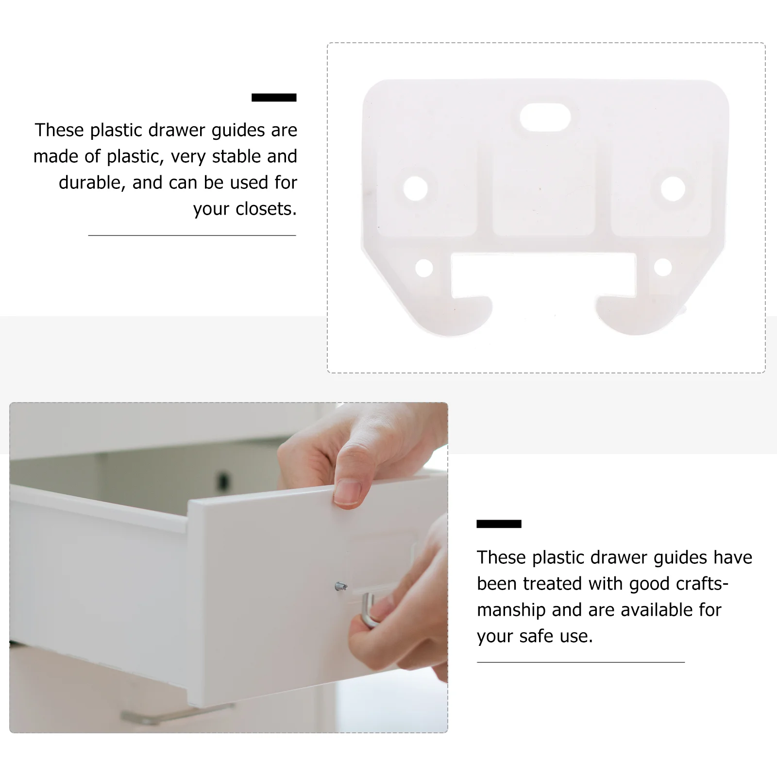 10 Pcs Drawer Rail Parts Plastic Guides Track Latches for Cabinets Slides Slider