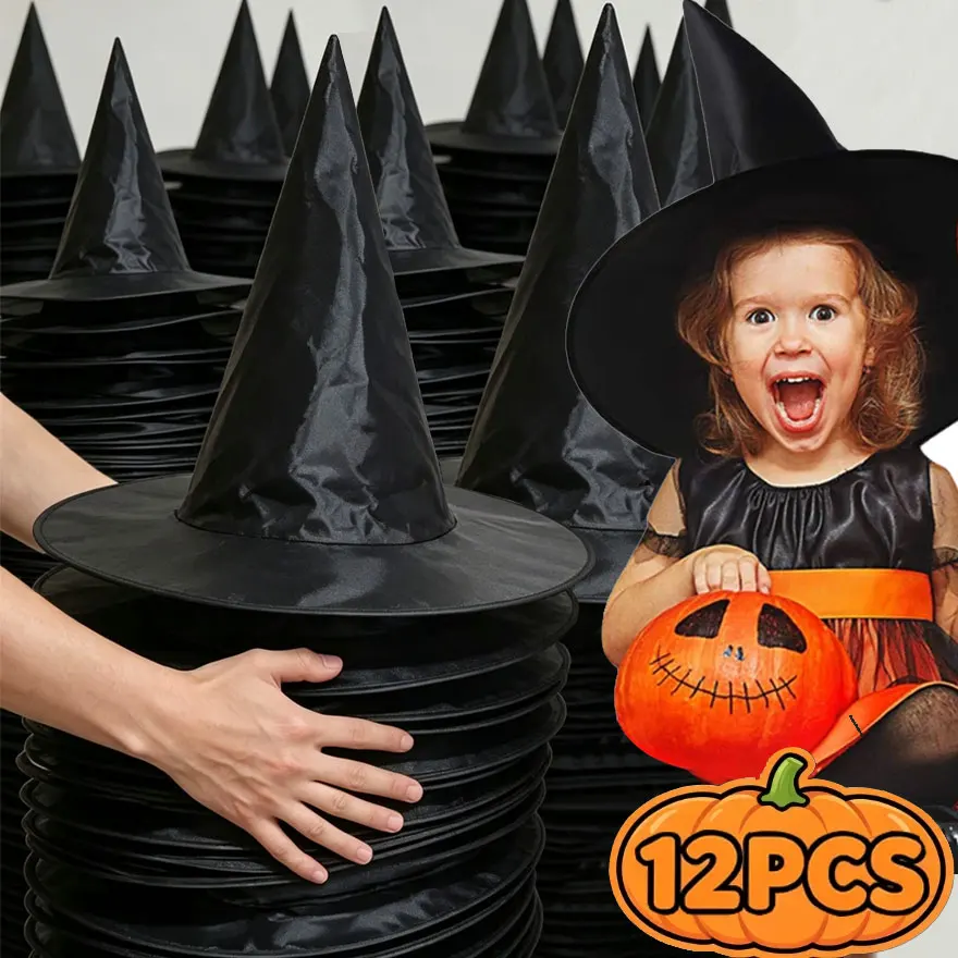 Halloween Hat Black White Witch Cap Halloween Home Party Hanging Decorations Cosplay Props Festival Favor Wizard Hats Kids Toys