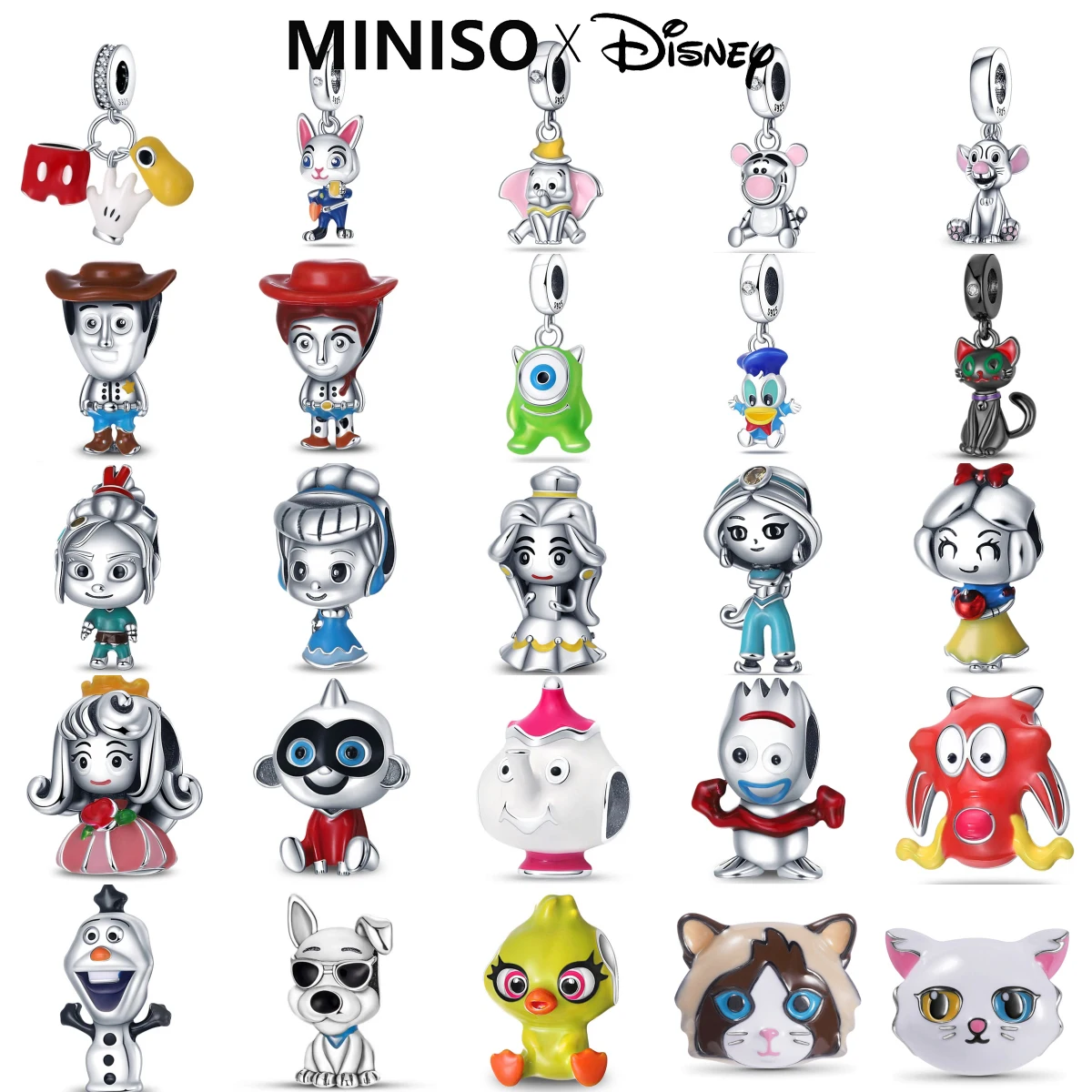 

Miniso Disney, оригинальные серебряные бусины 925, офицерский кролик, Белоснежка, подвеска с Микки Тигра, подвеска, подходит для браслета, женские ювелирные изделия своими руками