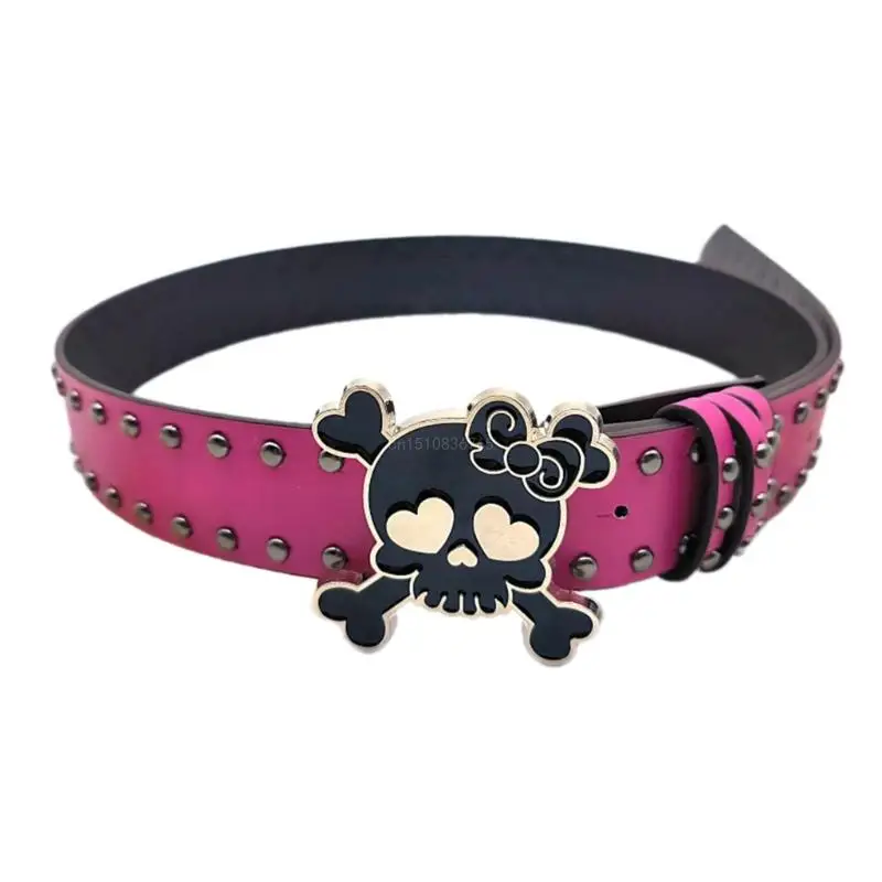 Gothic Rivet Vintage Waist Chain Belt For Women Sexy Y2K Unisex Skull Devil Goth Belt 2000s