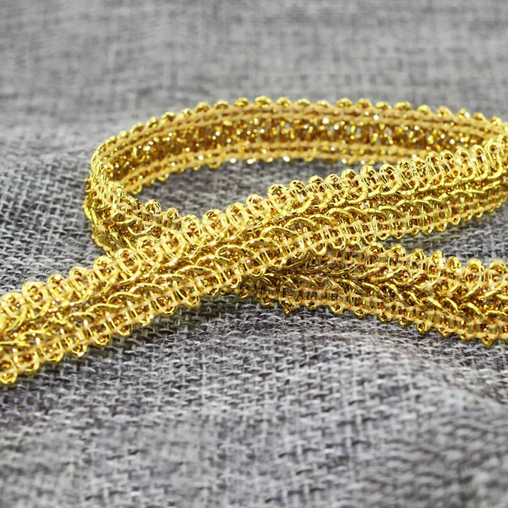 10yard crocheted gold centipede lace gold line 1.3 cm wide ribbon ethnic lace with hand-DIY lace