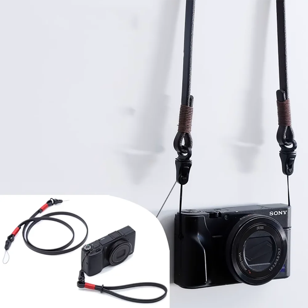 8mm Tether Camera Leather Strap Shoulder Strap Cowhide Wrist Strap Quick-release Buckle Leica Sony Fuji Black Card Cowhide Micro