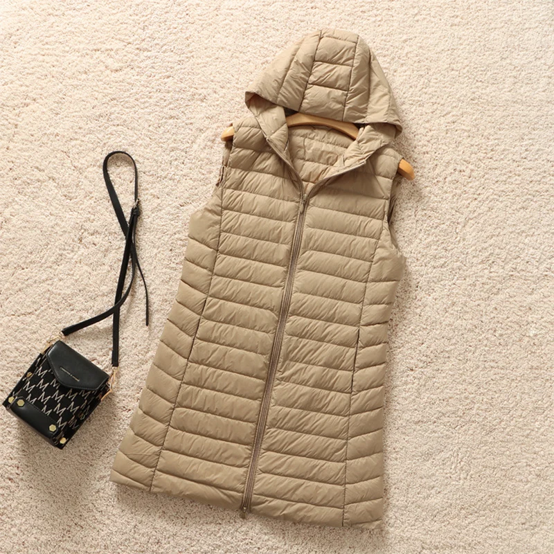 SEDUTMO Ultra Light Thin Duck Down Vest Women Long hooded Jackets Winter Slim Casual Waistcoat Autumn Basic Parkas ED2084