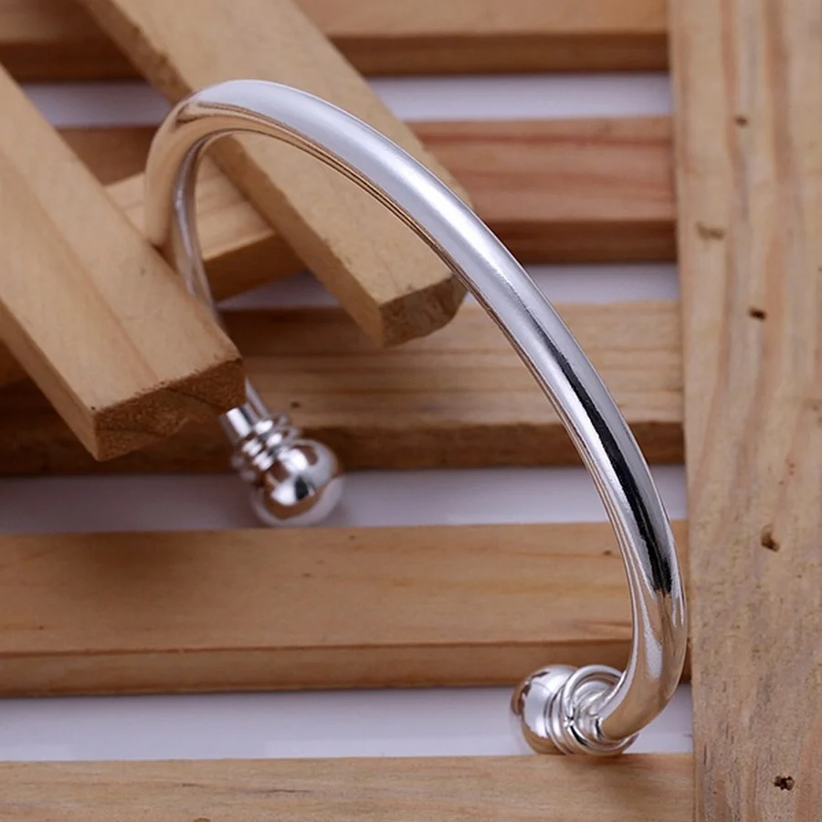 promotions 925 Sterling Silver Cuff Bangle fashion women jewelry High quality charm retro elegance circular bracelet wedding