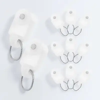 50Pcs Metal Curtain Roller L Shape Rail Sliding Glider Hook Drapery Hanging Tool Mute Ring Slider for Home Decoration