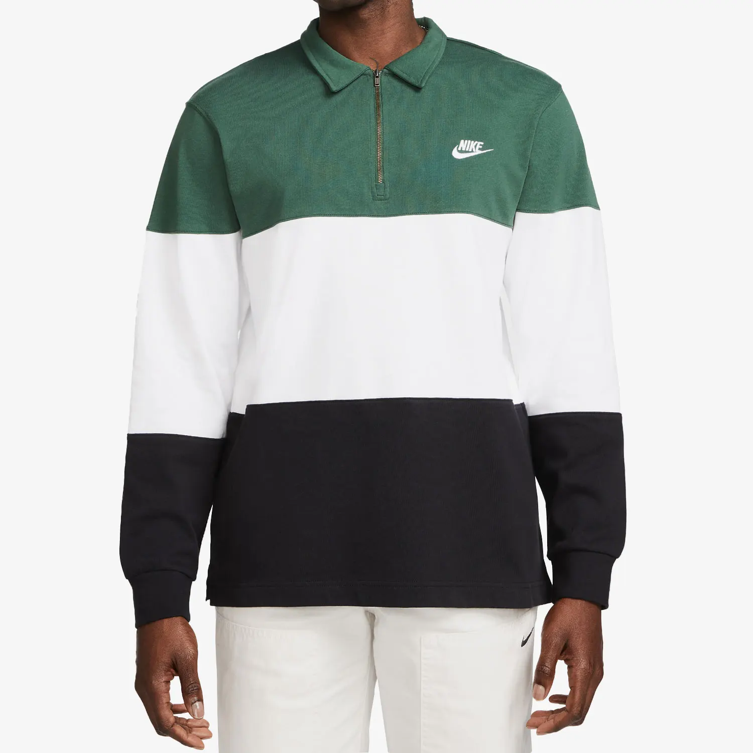 

Nike genuine New Men's Patchwork Sports Collar Long Sleeve Polo Shirt FB7798-323