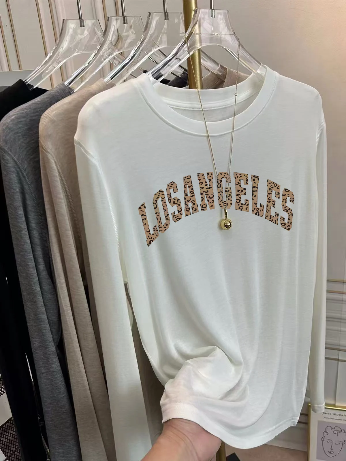 Women's Wool Long Sleeve T-Shirt Soft Cozy Shoulder Appropriate Base Layer Shirt Warm Top for Autumn Creative Letter Pattern
