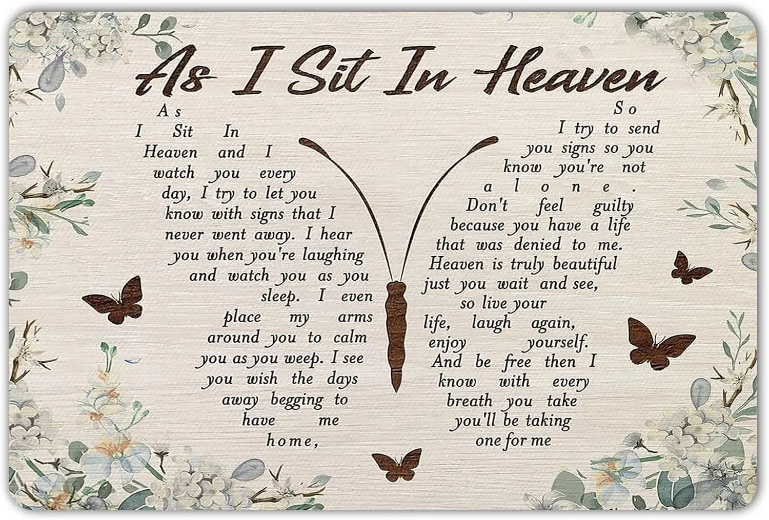 HomDeo As I Sit in Heaven and Watch You Everyday, Memories Gifts for Loved, Home Wall Decoration Bedroom Decor Metal Tin Signs