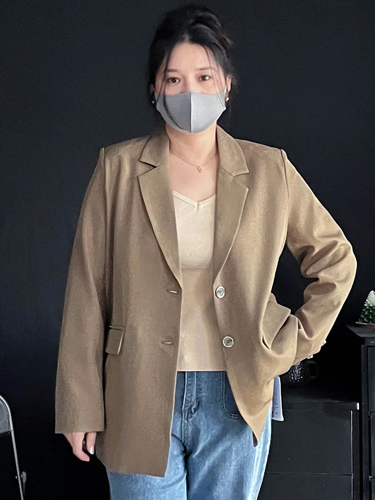 

plus Size Suit Jaet Loose Fit oulder Appropriate Women's Sle 200 Pou Bla Outerwear for Autumn Spring Season