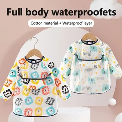 Baby Bibs Cloth Waterproof Dining Clothes Long Sleeve Apron Children Feeding Smock Burp Reverse Dressing Painting Protect