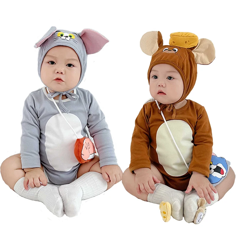 2024 nuovo arrivo Cartoon Toddler Cat Halloween pagliaccetto Animal Fancy Dress Up Baby Mouse Costume infantile