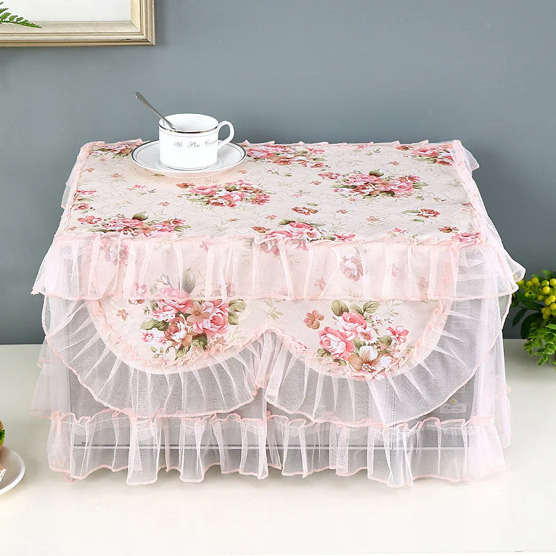 Polyester Yarn Edge Pastoral Lace Style Microwave Dust Cover Home Kitchen Appliances Microwave Oven Emergency Dust Cover