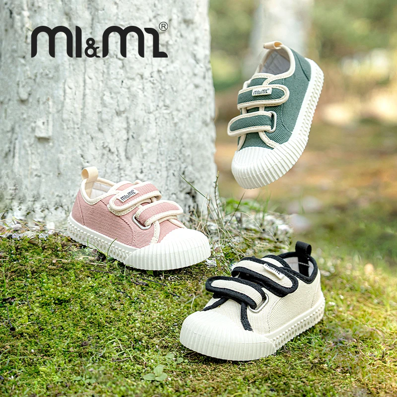 

M1&M2 Children Boys Girls Candy Color Canvas Biscuit Shoes Soft Sole Breathable Hook and Loop Classic Flat Casual Baby Footwear