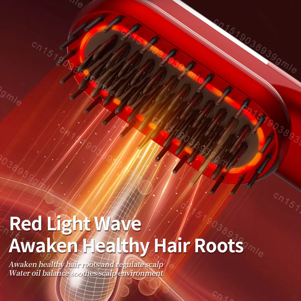 Multifunctional Electric Massage Comb Red Light Hair Care Hair Straightening Comb Smoothes Frizz Heating Shock Head Massager