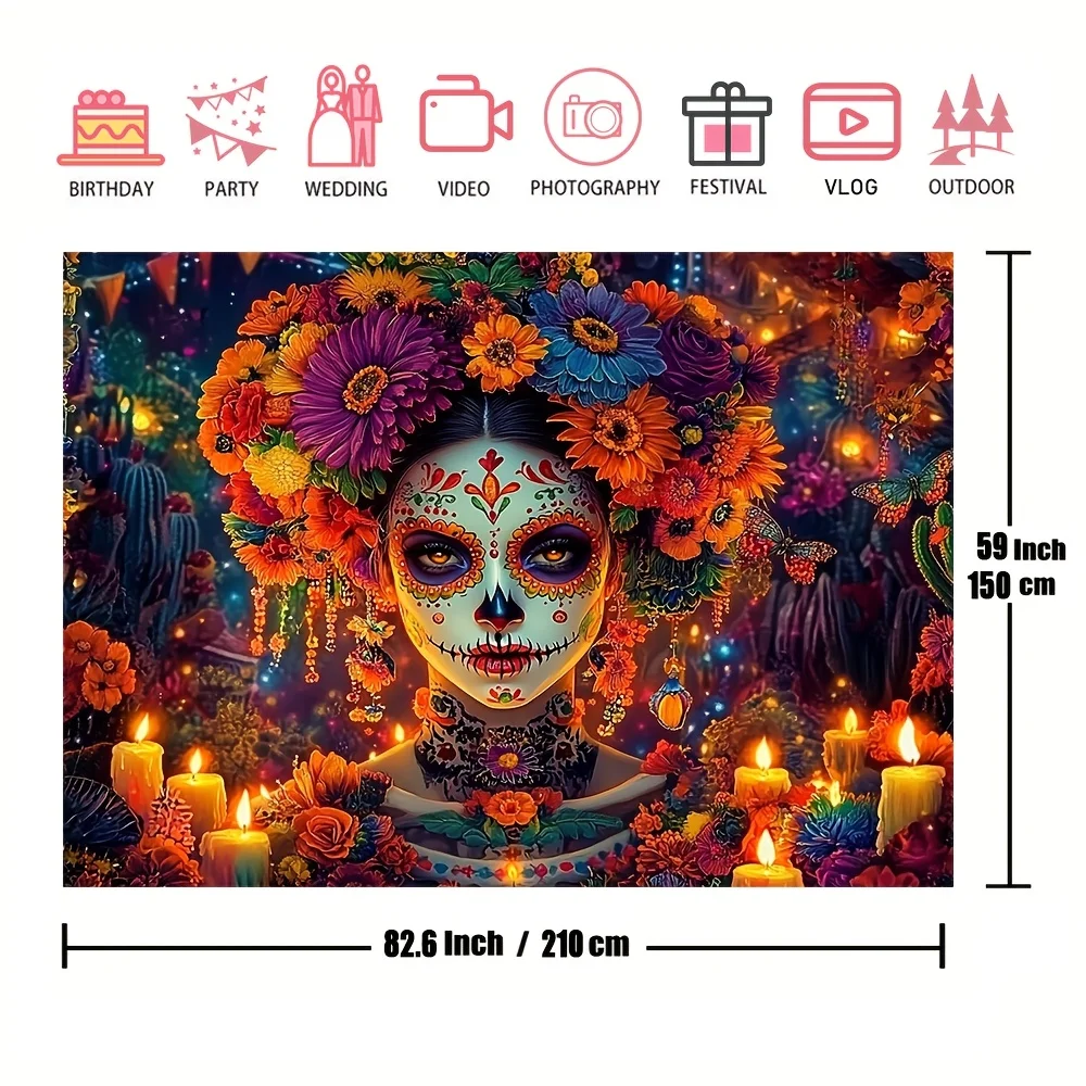 Detailed Sugar Skull Print Artwork