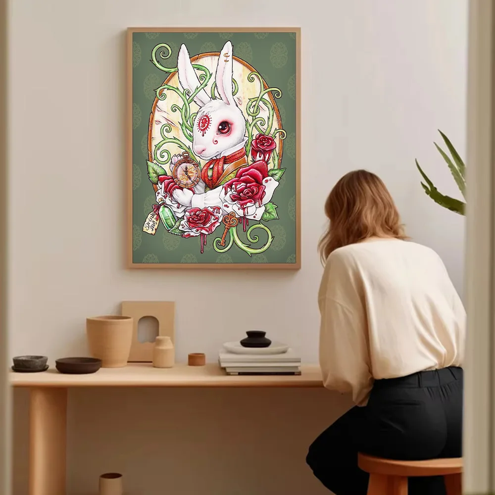 غريب الأطوار أليس في بلاد العجائب قماش الفن السريالي جدار ديكور الخيال صورة هدية فريدة ديكور المنزل فن البوب قماش طباعة