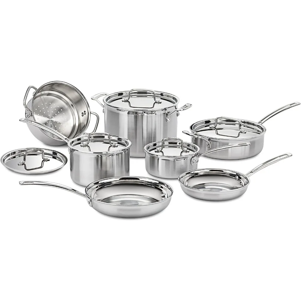 

12 Piece Cookware Set, Silver, durable design cooking and cleaning, oven safe and Suitable for gift giving, free shipping