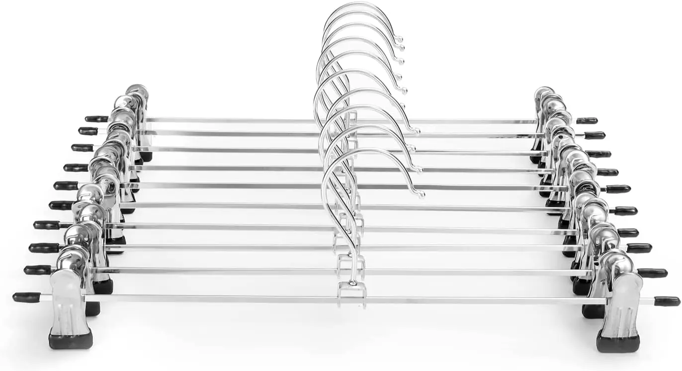 

Вешалки для брюк и юбок, регулируемые нескользящие зажимы — экономия места