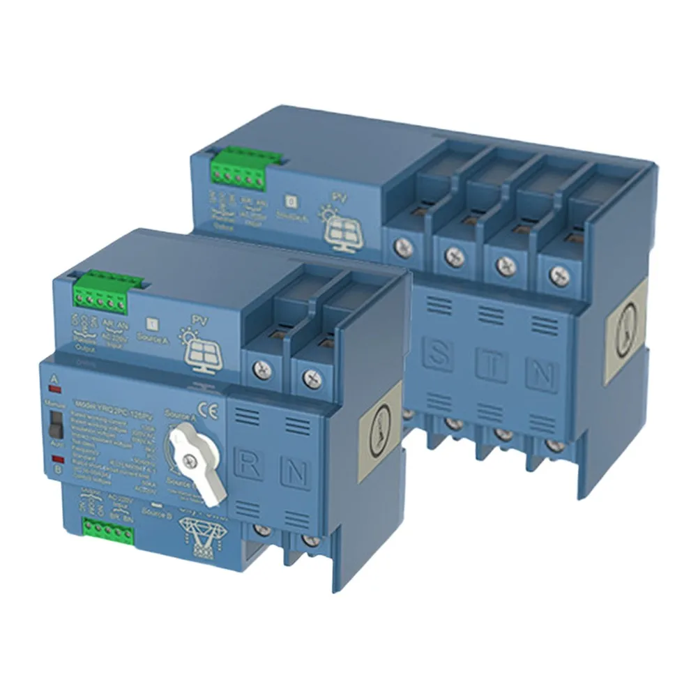 Photovoltaic Generator Power Equipment Supplies PC Class 4P 63A 100A 125A Automatic Transfer Dual Power Changeover Switch Parts