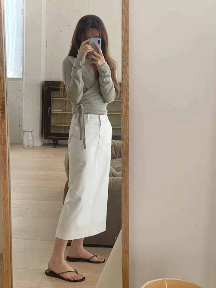 ارتفاع الخصر مستقيم الساق ميدي تنورة الصيف Dongdaou بسيطة تنوعا التخسيس ألف خط ميدي تنورة للنساء Faionable عادية S...