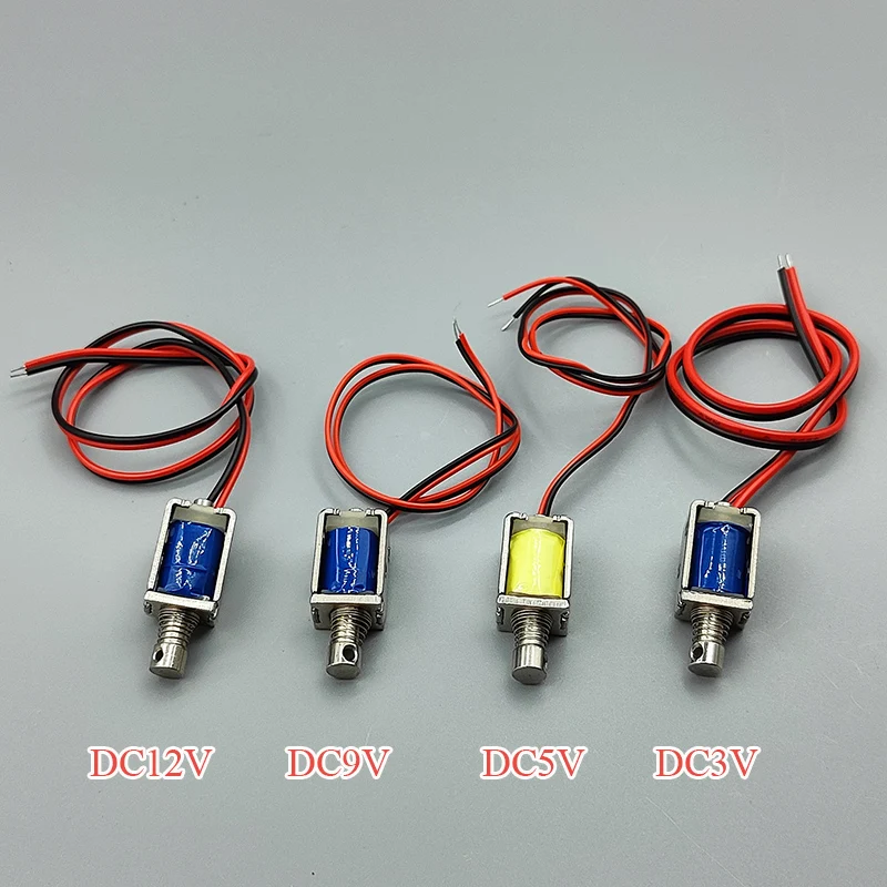 Mini Push-Pull through Type Micro DC Electromagnet 8mm*10mm Open Frame Spring Solenoid 4mm Stroke Available in 3V 5V 6V 9V 12V