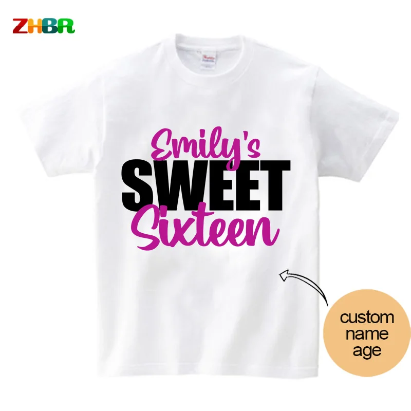 Custom Sweet Sixteen Birthday T Shirt Girl Personalized Name 16th Birthday Family Matching Outfit Tee Party Teen Girls 15th 13th