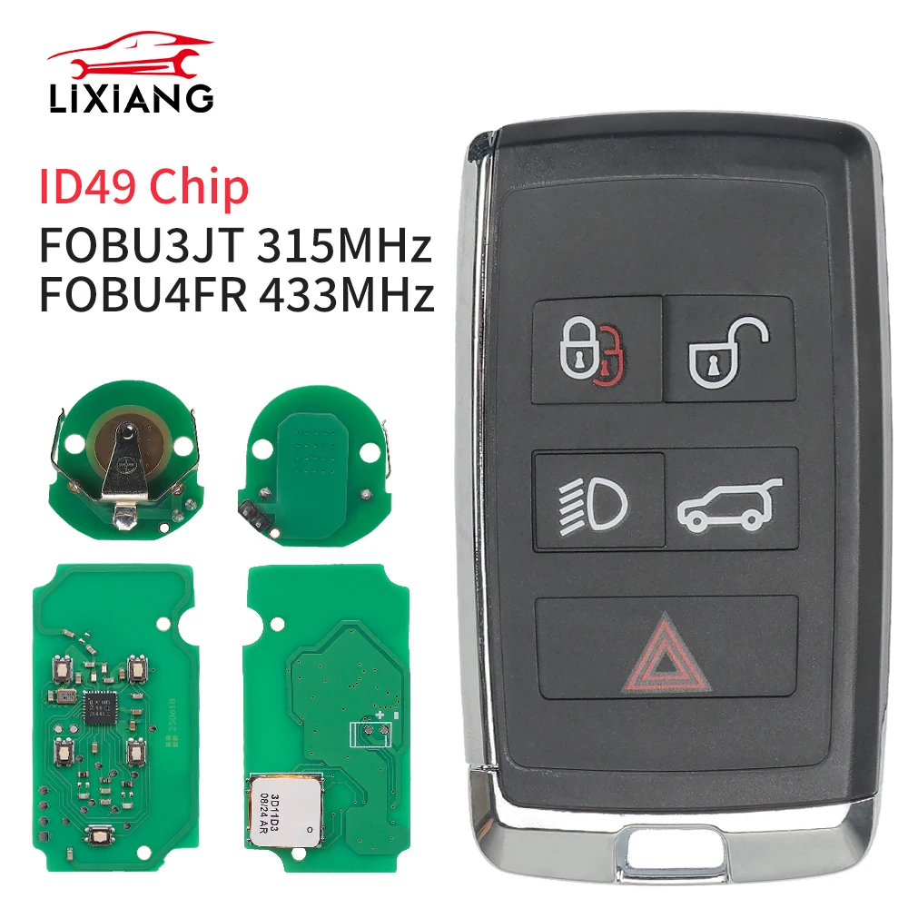 Lixiang KOBJXF18A PEPSFOB 315/433MHz ID49 Chip Proximity Car Remote Key For Land Rover Velar Range Discovery 2017 2018 2019 2020