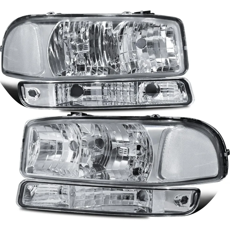 

Фара в сборе, совместимая с передней лампой GMC Sierra 1500 2500 и 20002006 GMC Yukon 1999-2006 годов с хромированным корпусом, прозрачным Le
