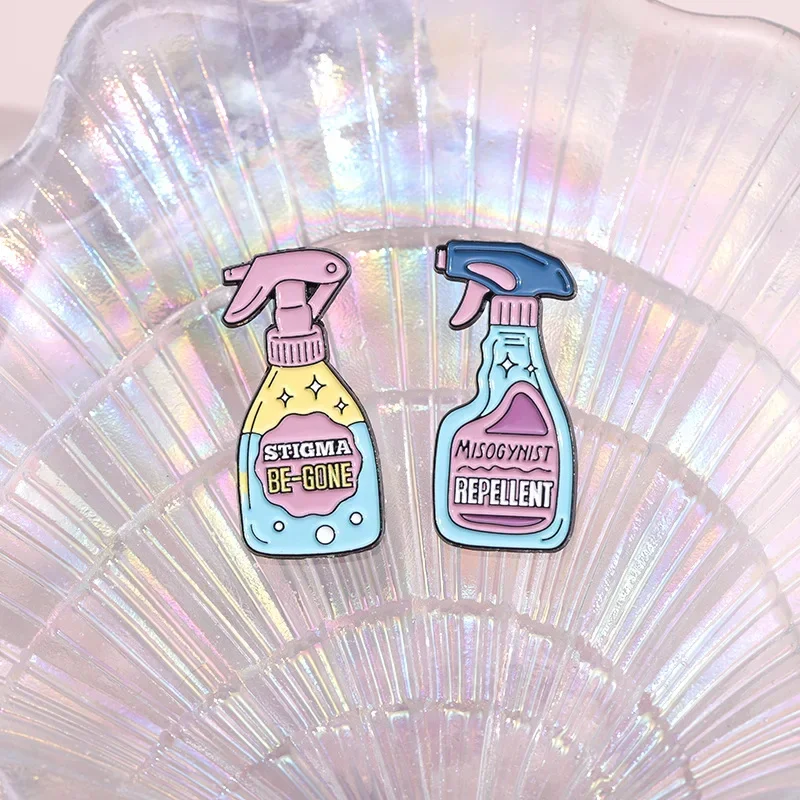 Anxiety Spray Cartoon Enamel Pins Human Repellent Brooch Custom Metal Lapel Badge Backpack Jewelry Accessory Gift Wholesale