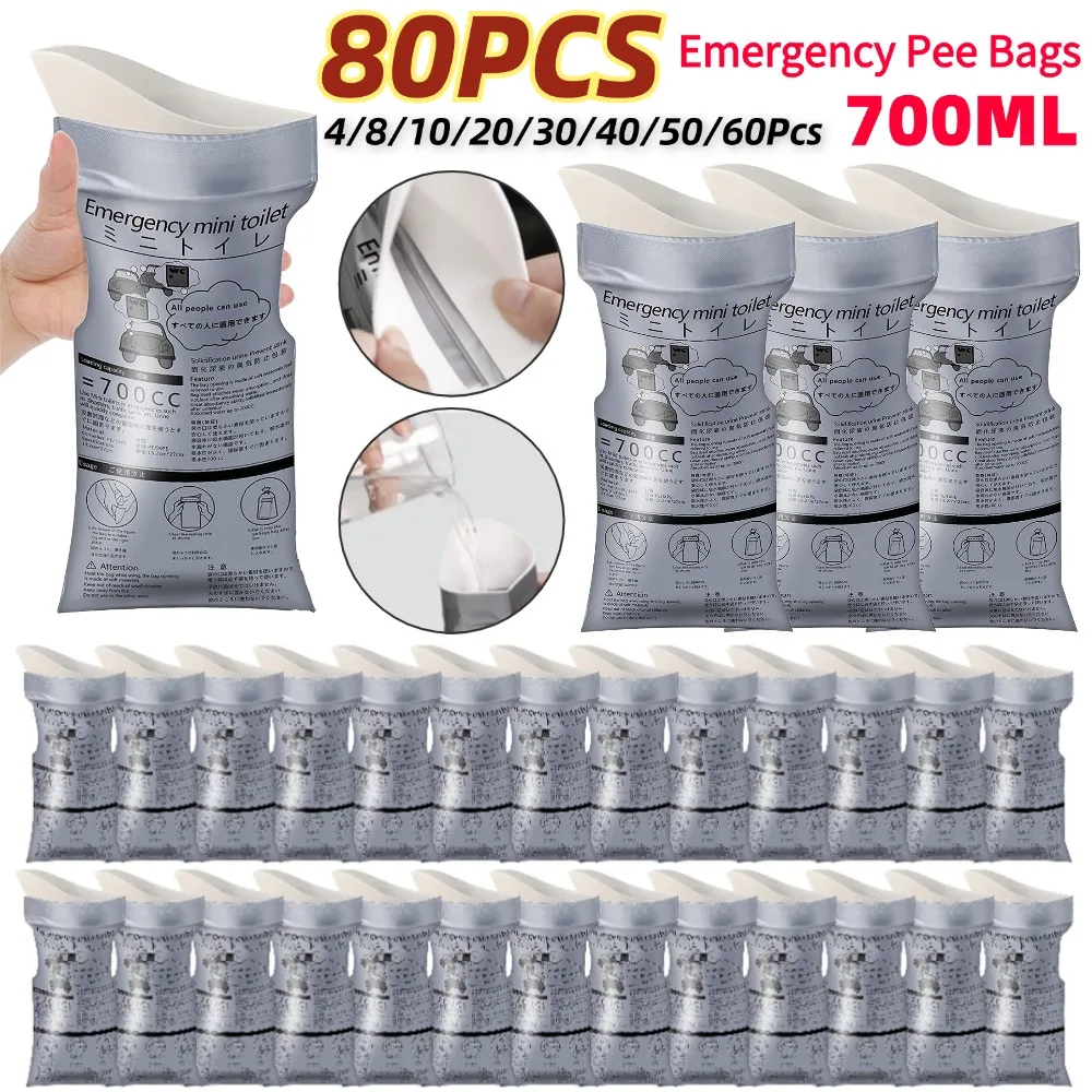 4-80Pcs Outdoor Emergency Portable Urine Bag Vomit Pouch 700ml Unisex Pee Bag Travel Mini Mobile Toilet for Women Men Baby Kids