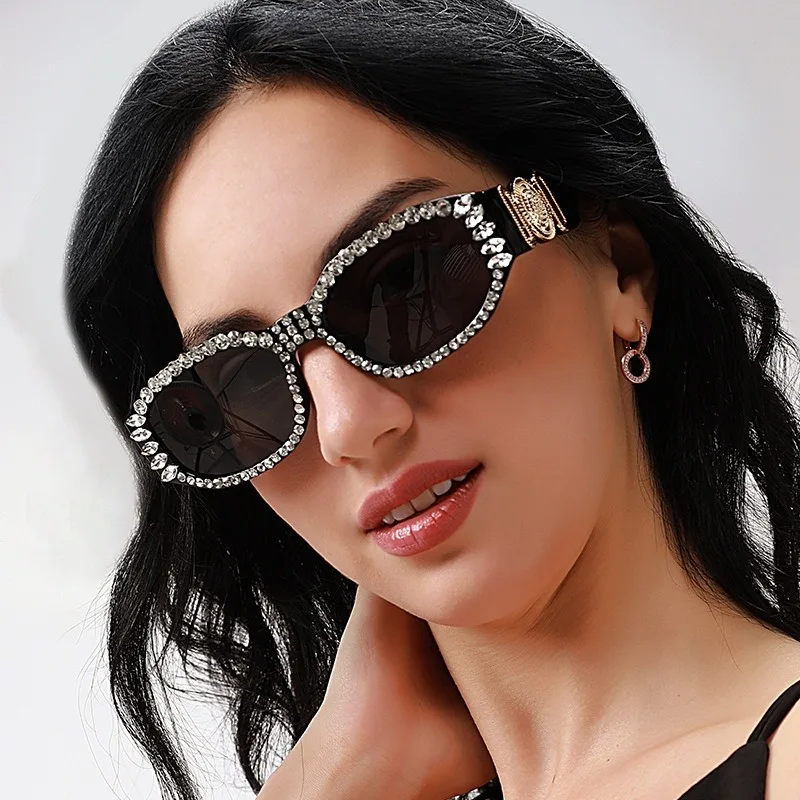 Small Polygon Square Sunglasses for Women Fashion Gradient Ins Hot Glasses Diamond Decoration Eyewear UV400